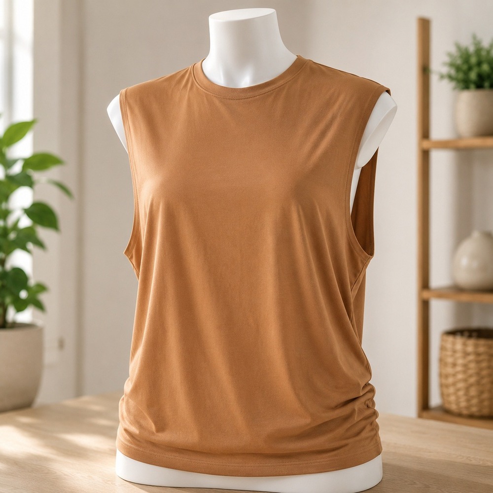 NWT Melrose and Market Mock Neck Tank Top Womens XXL Brown Ruched Sleeveless